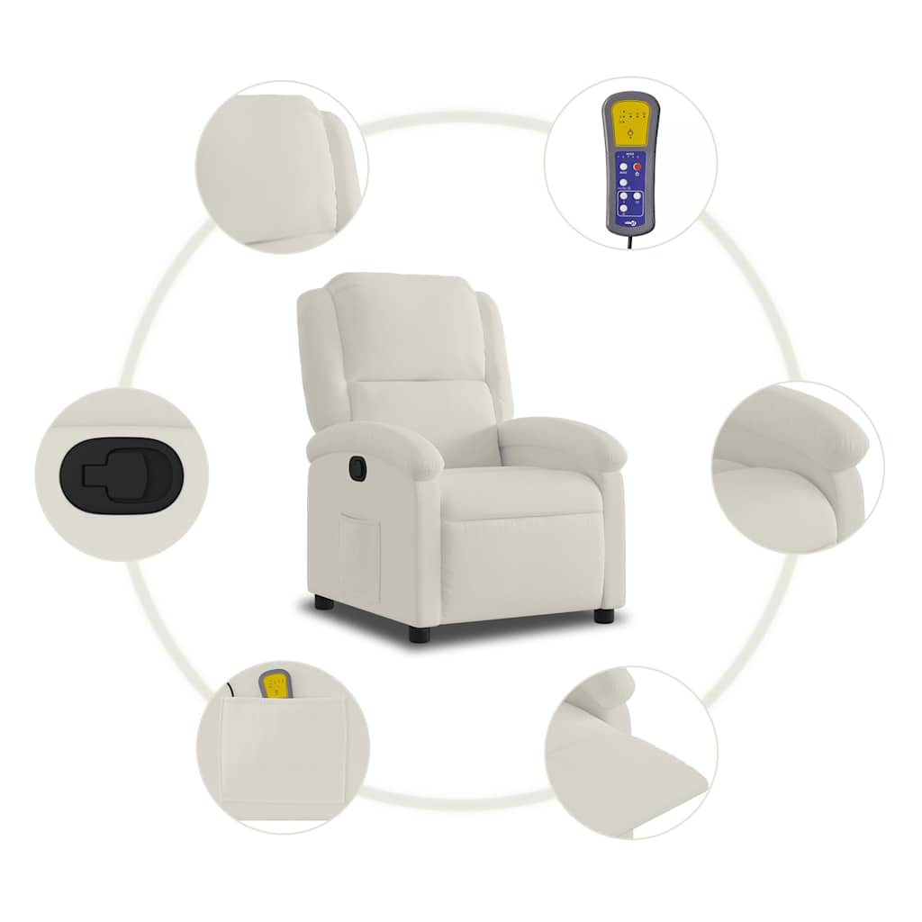 vidaXL Massagesessel Creme Samt