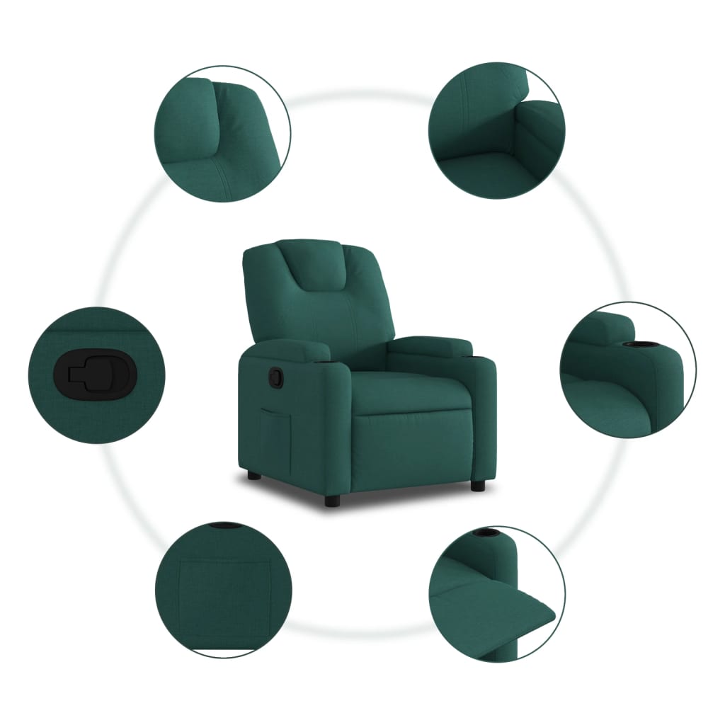 vidaXL Fauteuil relax vert foncé en tissu