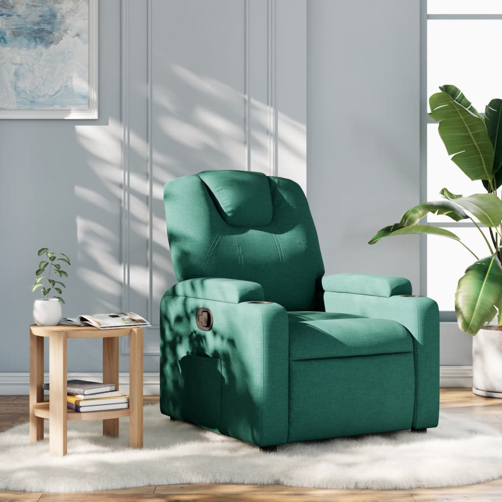 vidaXL Fauteuil relax vert foncé en tissu