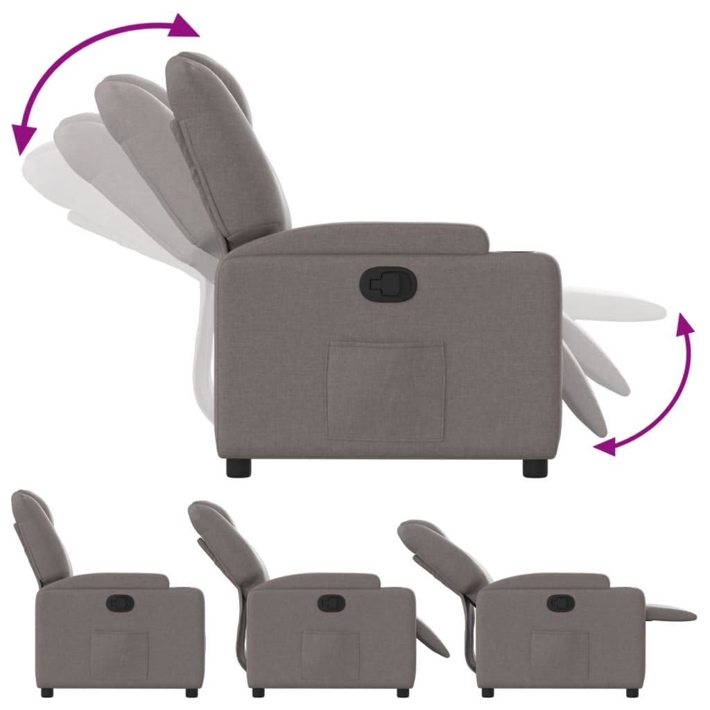 vidaXL Fauteuil relax Taupe Tissu