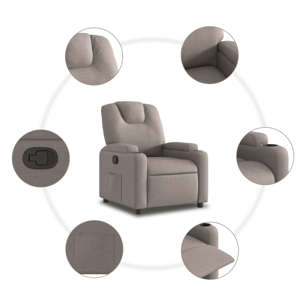 vidaXL Fauteuil relax Taupe Tissu