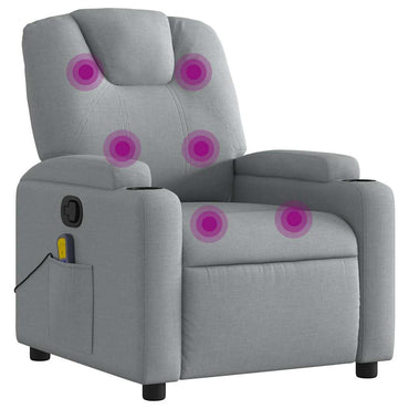 vidaXL Fauteuil de massage gris clair en tissu