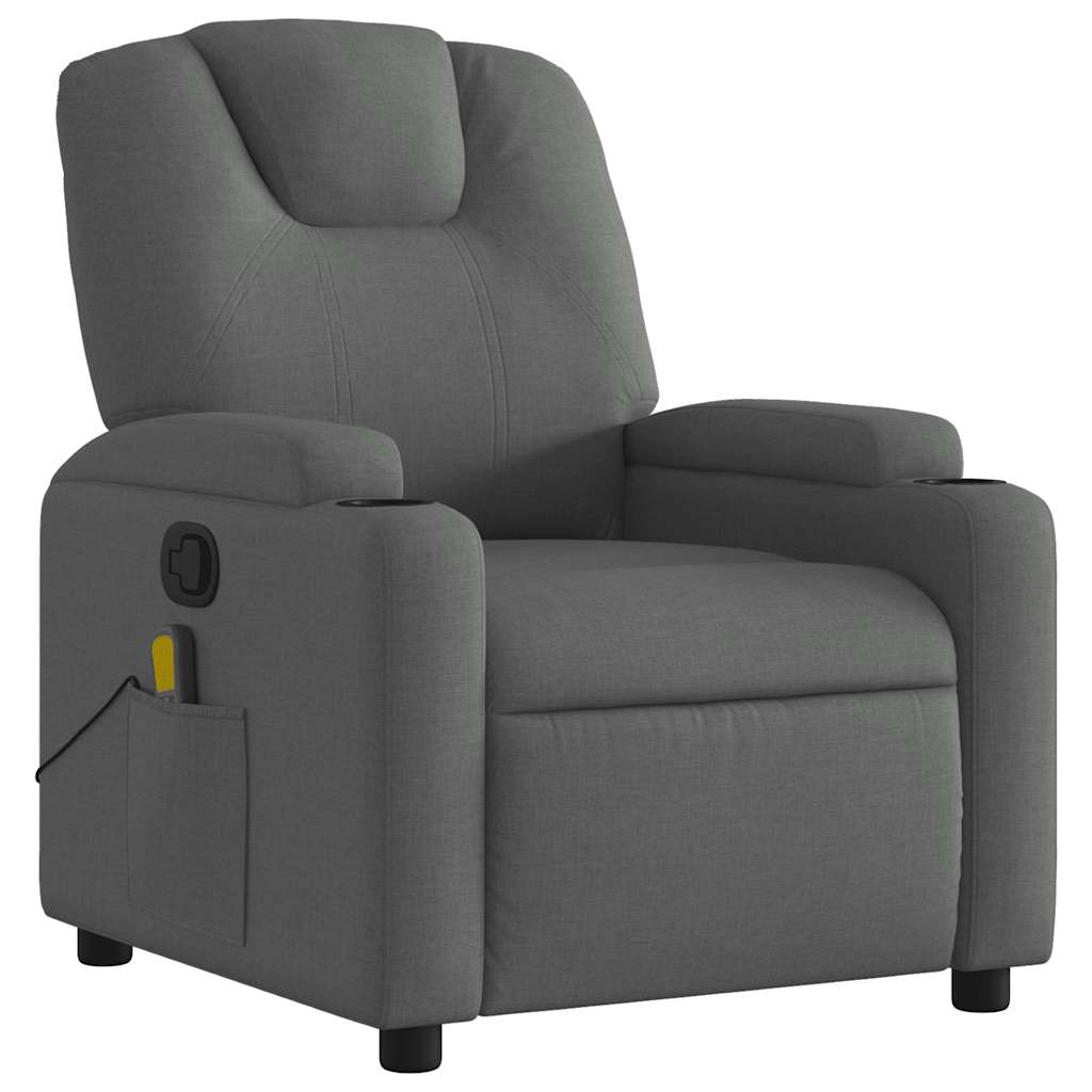 vidaXL Fauteuil de massage gris foncé en tissu