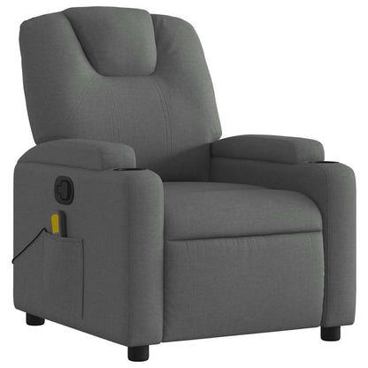 vidaXL Fauteuil de massage gris foncé en tissu