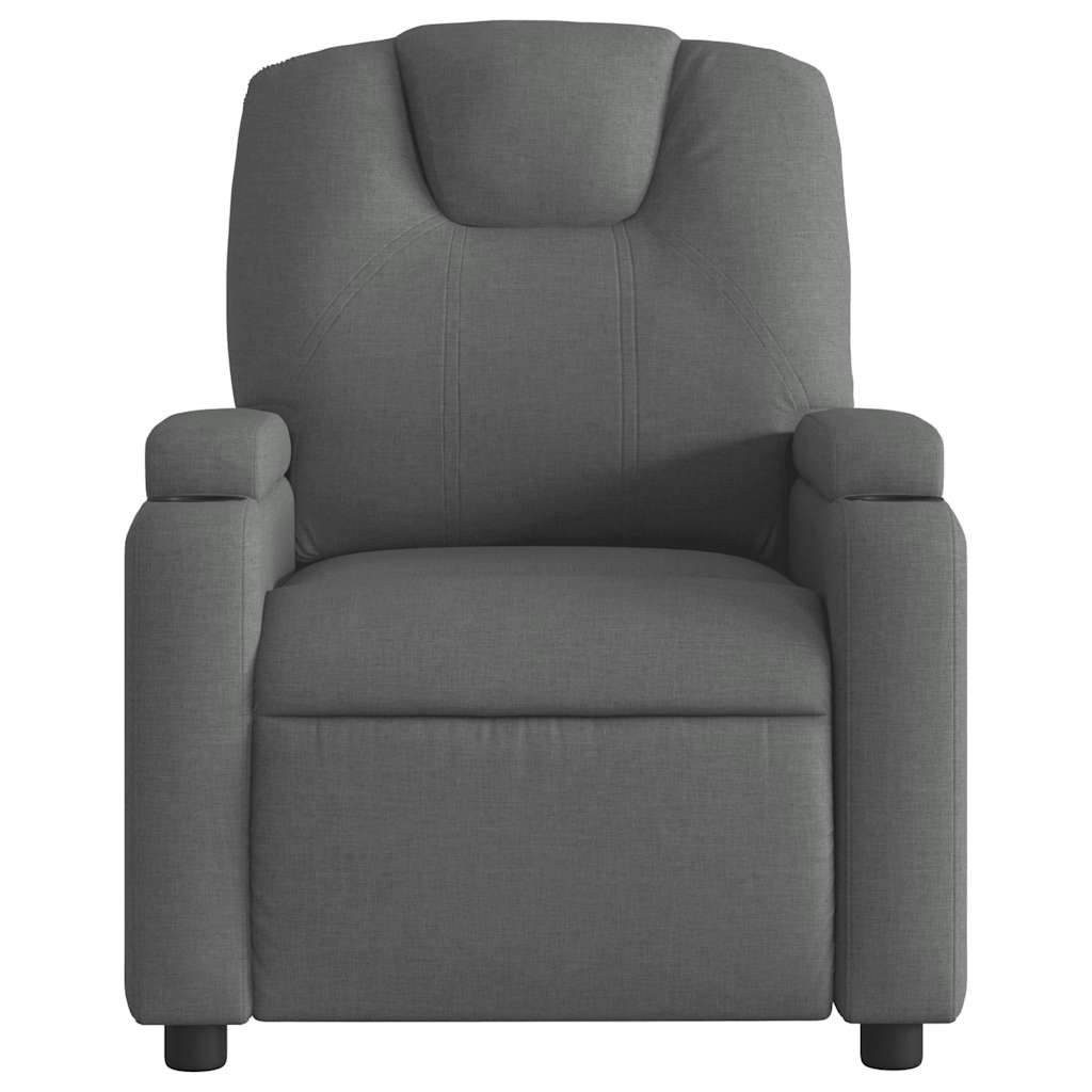 vidaXL Fauteuil de massage gris foncé en tissu