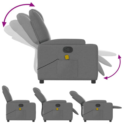 vidaXL Fauteuil de massage gris foncé en tissu