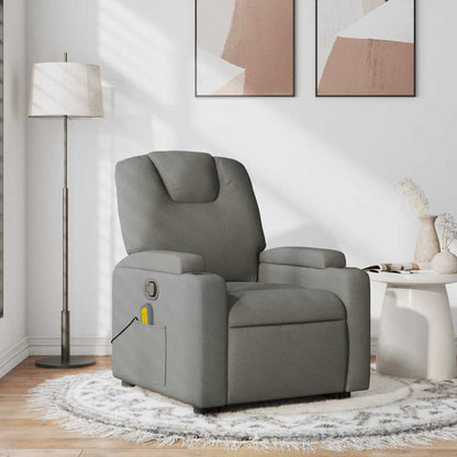 vidaXL Fauteuil de massage gris foncé en tissu