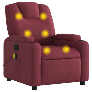 vidaXL Fauteuil de massage rouge bordeaux en tissu