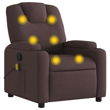 vidaXL Fauteuil de massage Marron foncé Tissu