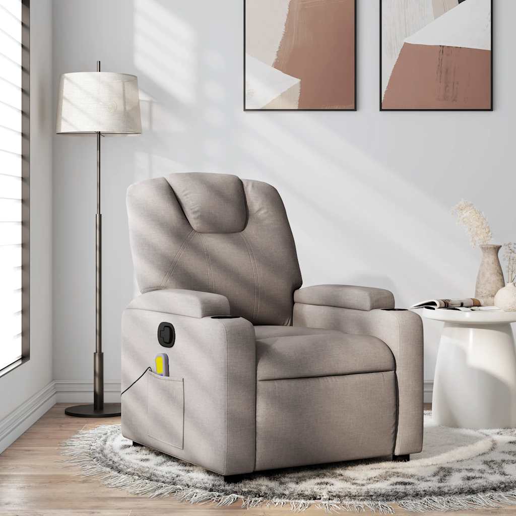 vidaXL Fauteuil de massage taupe en tissu