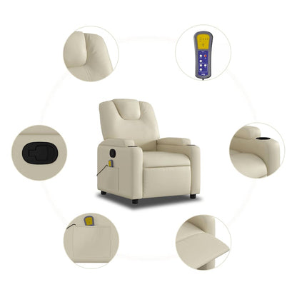 vidaXL Massagesessel Creme Kunstleder