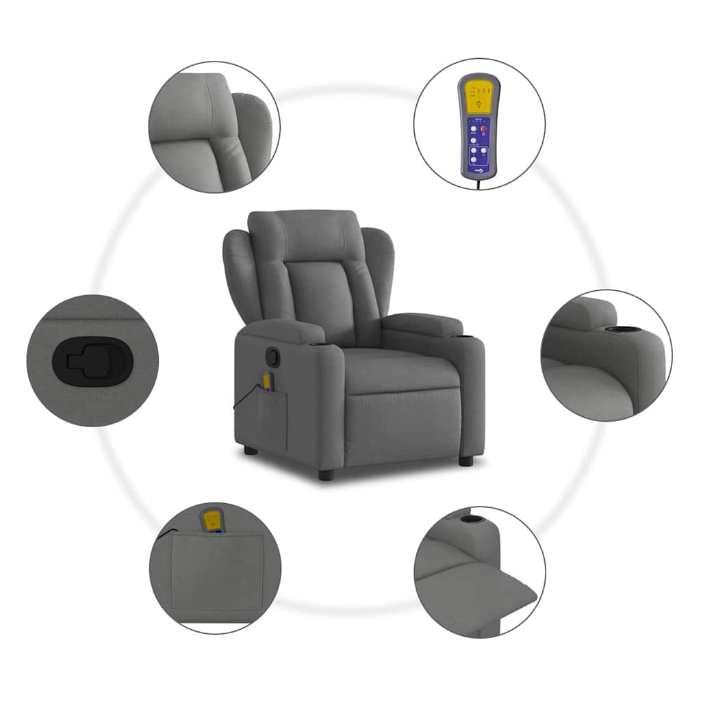 vidaXL Massagesessel Dunkelgrau Stoff