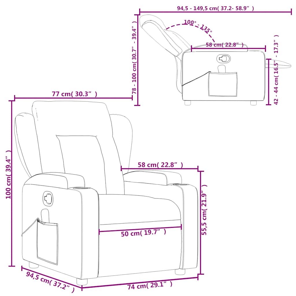 vidaXL Massage-Relaxsessel Taupe Stoff