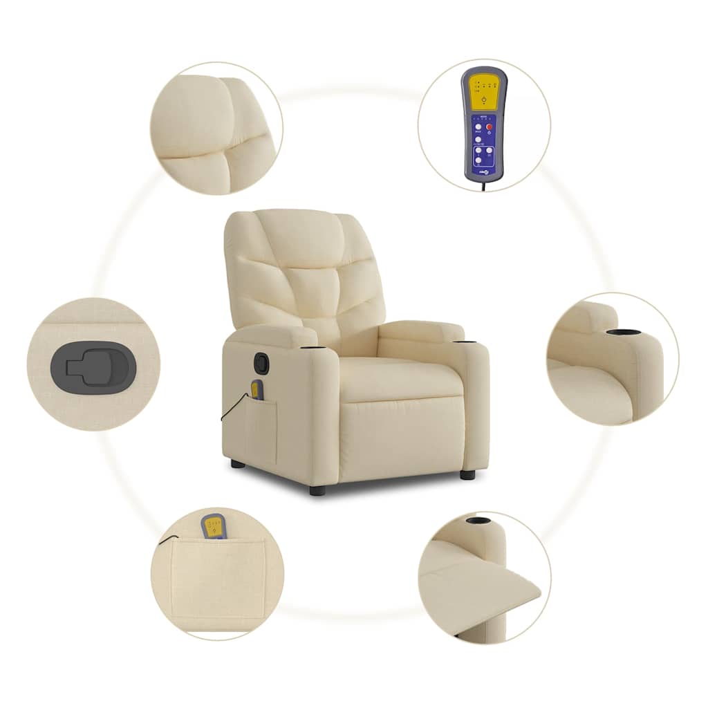 vidaXL Massagesessel Creme Stoff