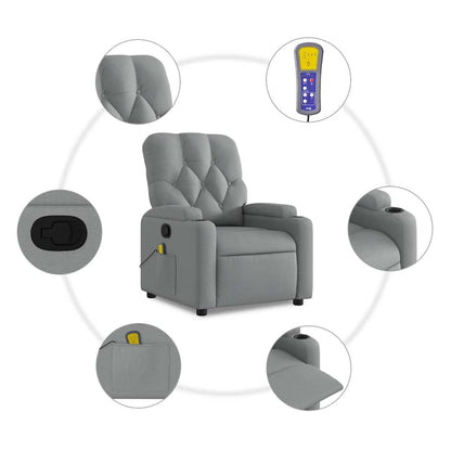 vidaXL Massagesessel Hellgrau Stoff