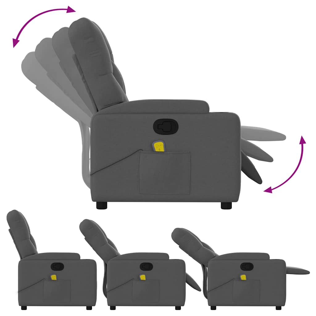 vidaXL Massagesessel Dunkelgrau Stoff