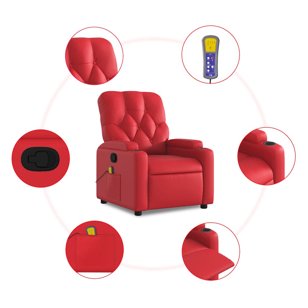 vidaXL Massagesessel Rot Kunstleder