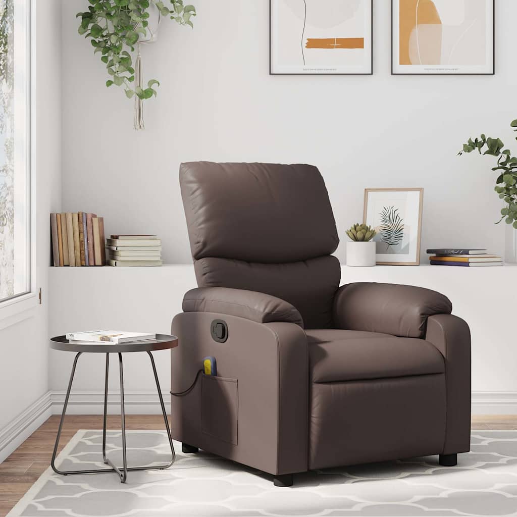 vidaXL Massagesessel Braun Kunstleder