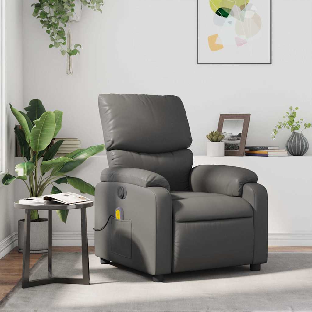 vidaXL Massagesessel Grau Kunstleder