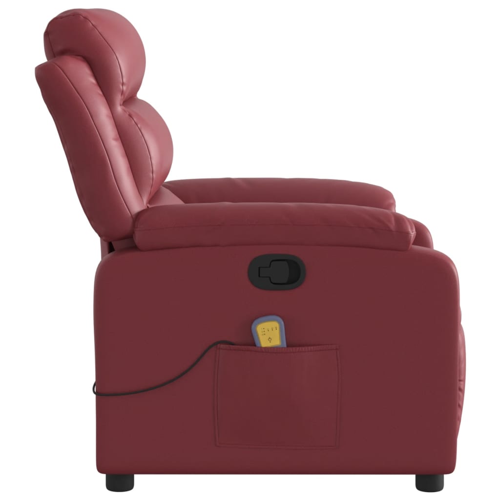 vidaXL Fauteuil de massage Similicuir Rouge bordeaux