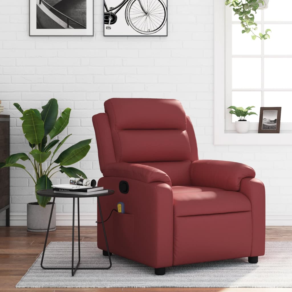 vidaXL Fauteuil de massage Similicuir Rouge bordeaux