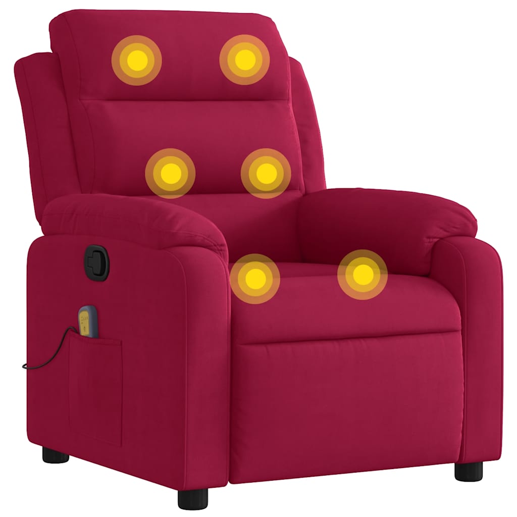 vidaXL Massagesessel Weinrot Samt