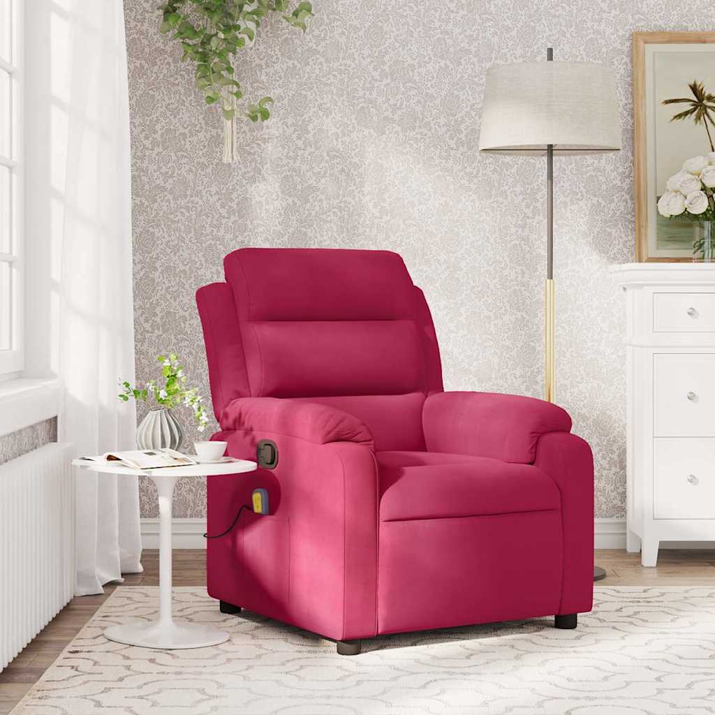 vidaXL Massagesessel Weinrot Samt
