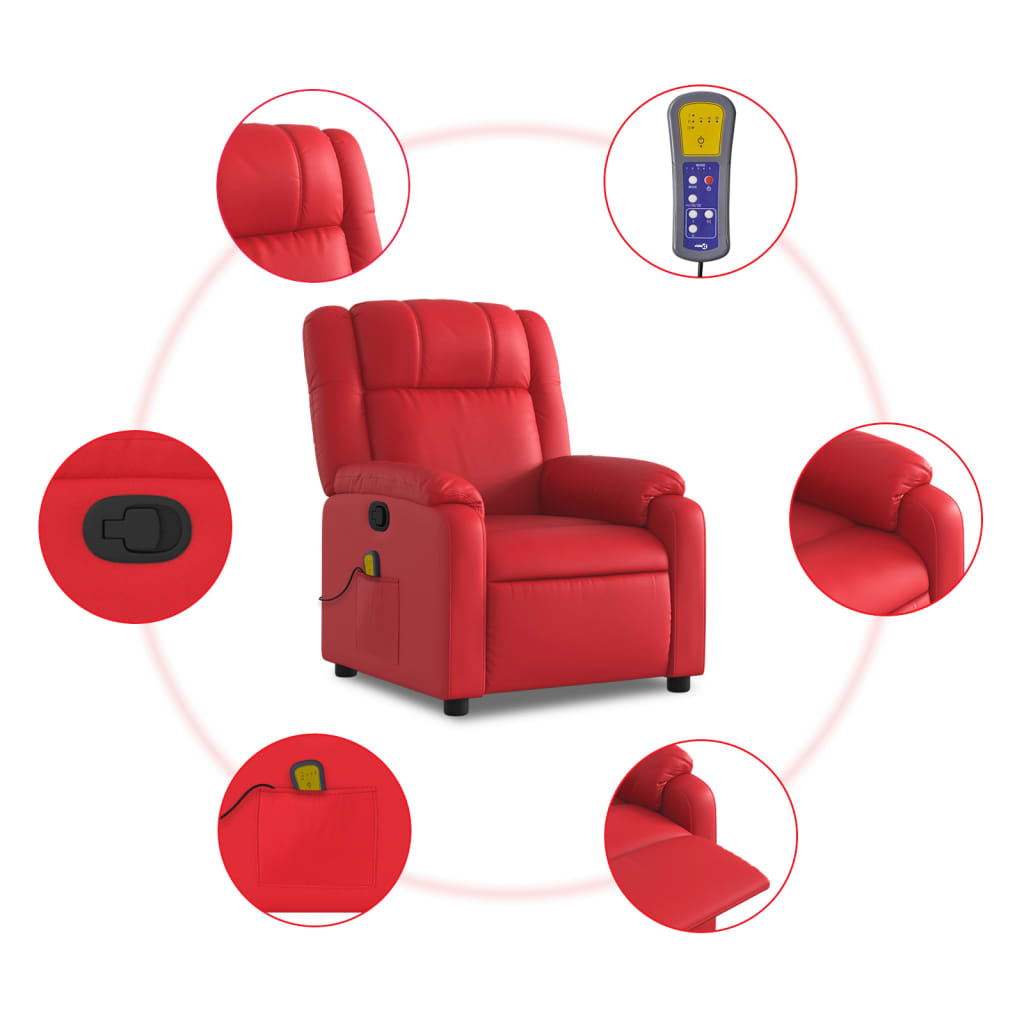 vidaXL Massagesessel Rot Kunstleder