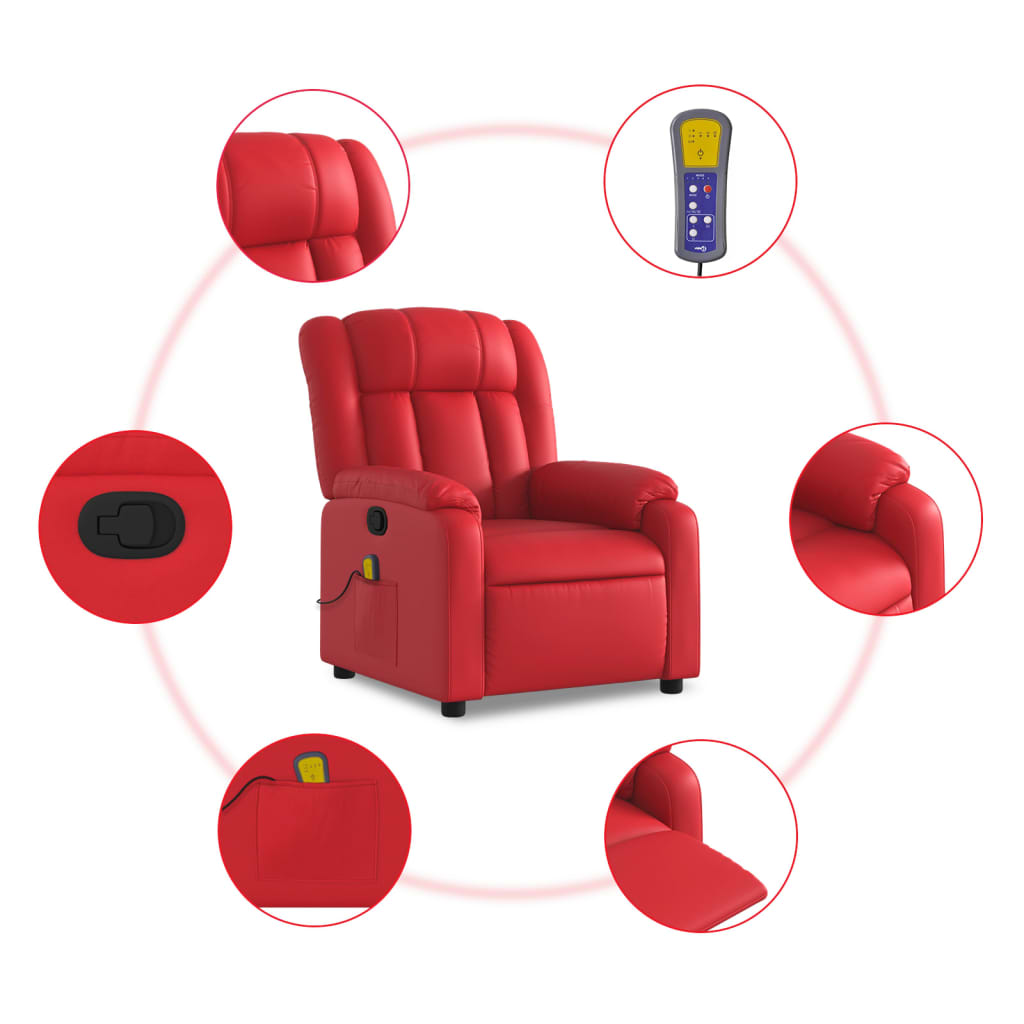 Fauteuil de massage vidaXL rouge similicuir