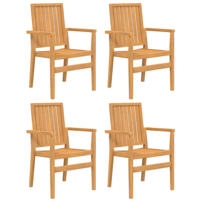 vidaXL Gartenstühle 4 Stk. Stapelbar 56,5x57,5x91 cm Massivholz Teak
