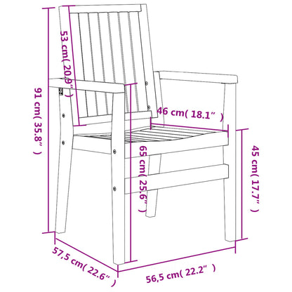vidaXL Gartenstühle 4 Stk. Stapelbar 56,5x57,5x91 cm Massivholz Teak
