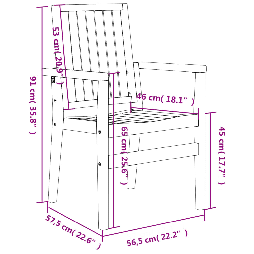vidaXL Gartenstühle 6 Stk. Stapelbar 56,5x57,5x91 cm Massivholz Teak