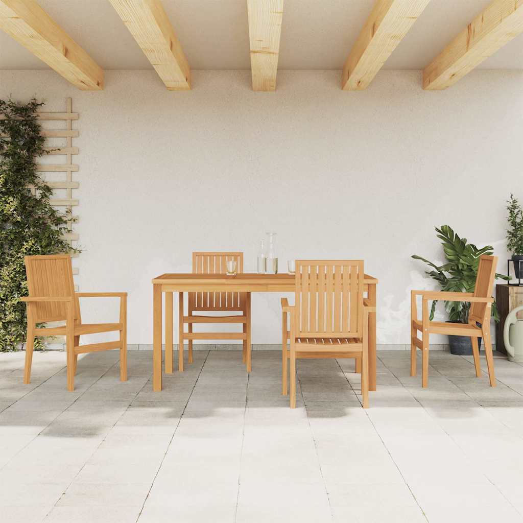 vidaXL 5-tlg. Garten-Essgruppe Massivholz Teak