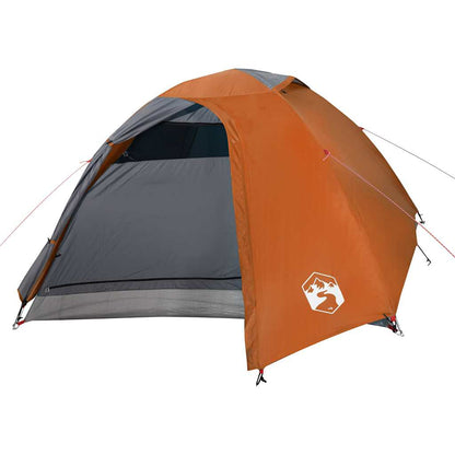 vidaXL Kuppel-Campingzelt 4 Personen Grau und Orange Wasserdicht