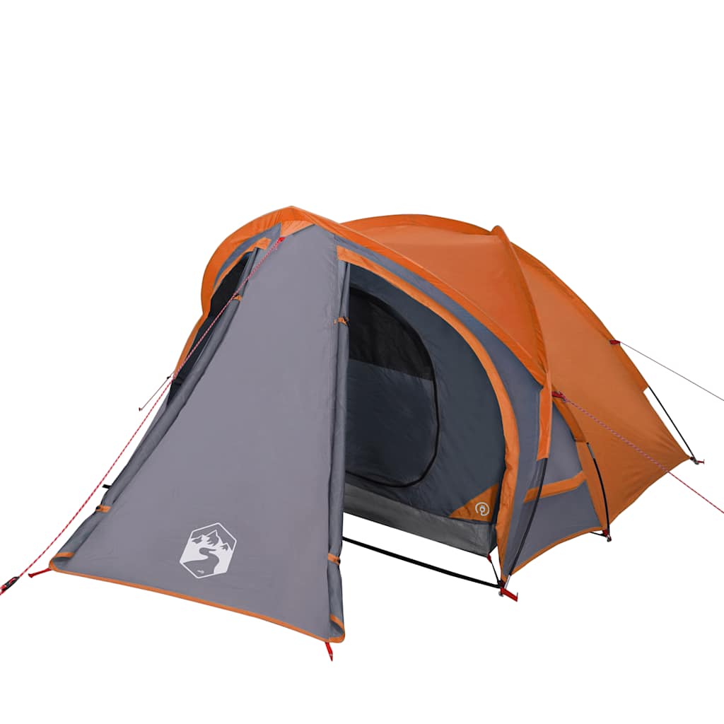 vidaXL Kuppel-Campingzelt 2 Personen Grau und Orange Wasserdicht