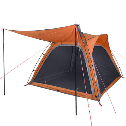 vidaXL Campingzelt 4 Personen Grau und Orange Quick Release Wasserfest