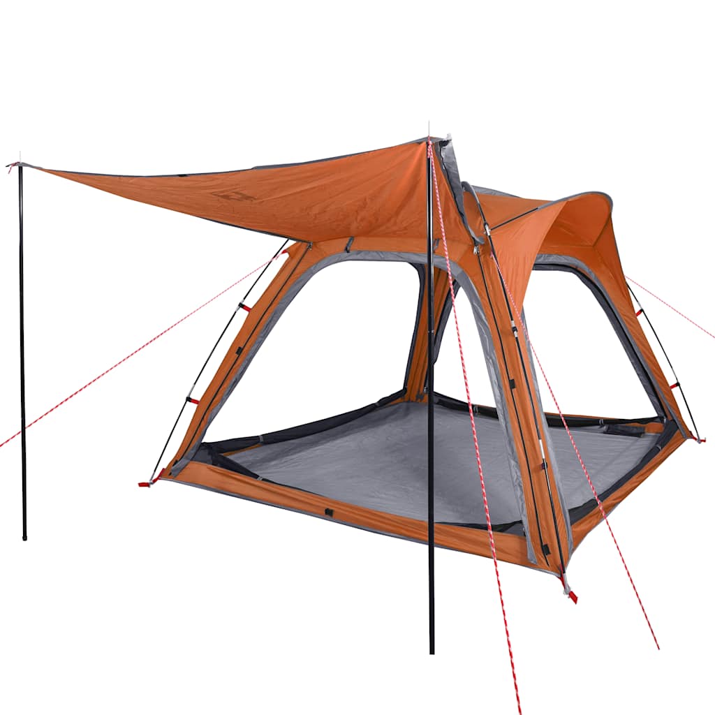 vidaXL Campingzelt 4 Personen Grau und Orange Quick Release Wasserfest