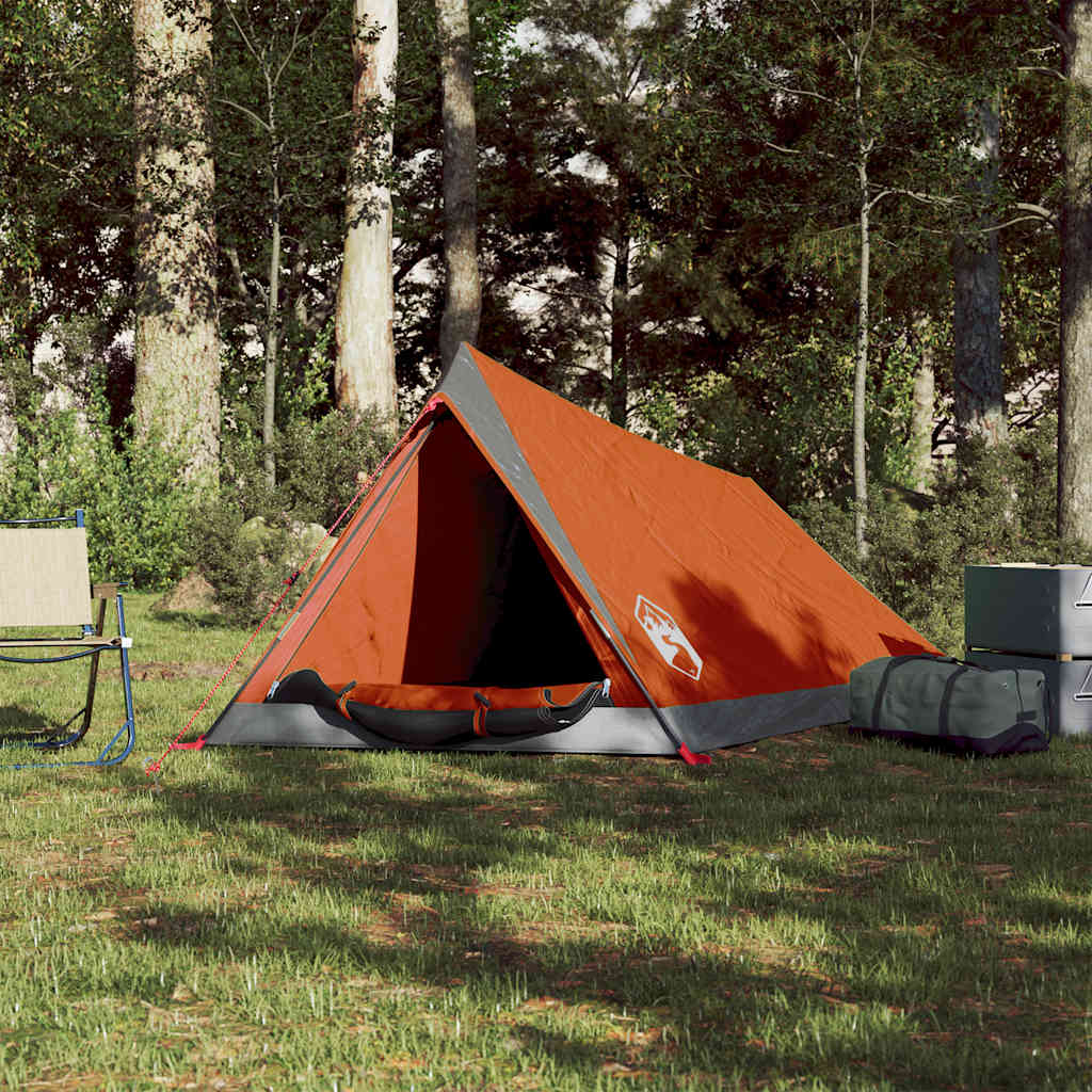 vidaXL Campingzelt 2 Personen Grau und Orange Wasserfest