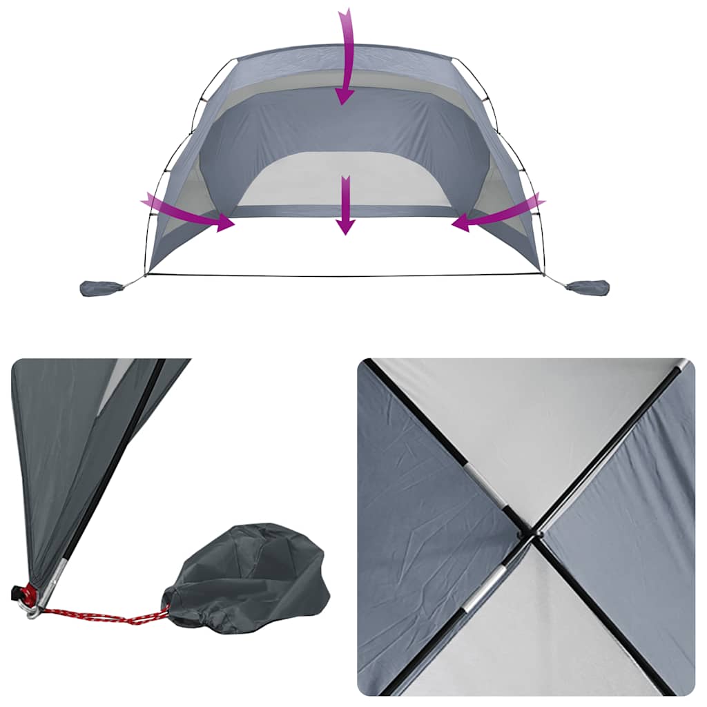 vidaXL Strandzelt Grau 274x178x170/148 cm 185T Polyester