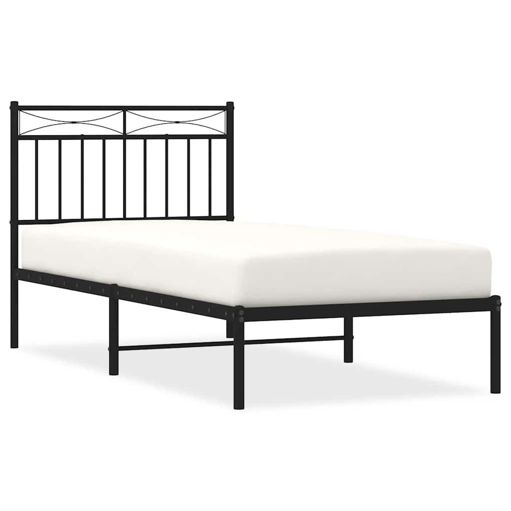 vidaXL Cadre de lit avec tête de lit en métal Noir 90x200 cm