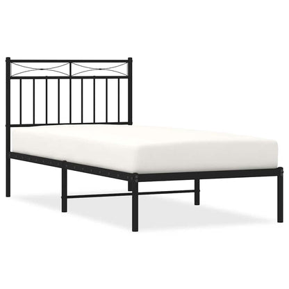 vidaXL Cadre de lit avec tête de lit en métal Noir 90x200 cm