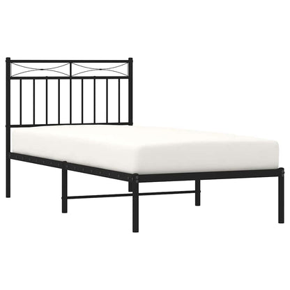 vidaXL Cadre de lit avec tête de lit en métal Noir 90x200 cm
