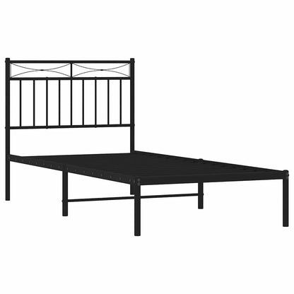 vidaXL Cadre de lit avec tête de lit en métal Noir 90x200 cm