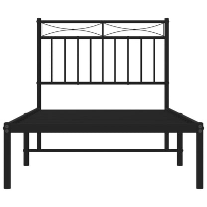 vidaXL Cadre de lit avec tête de lit en métal Noir 90x200 cm