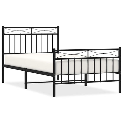 vidaXL Bettgestell mit Kopf- und Fußteil Metall Schwarz 100x190 cm