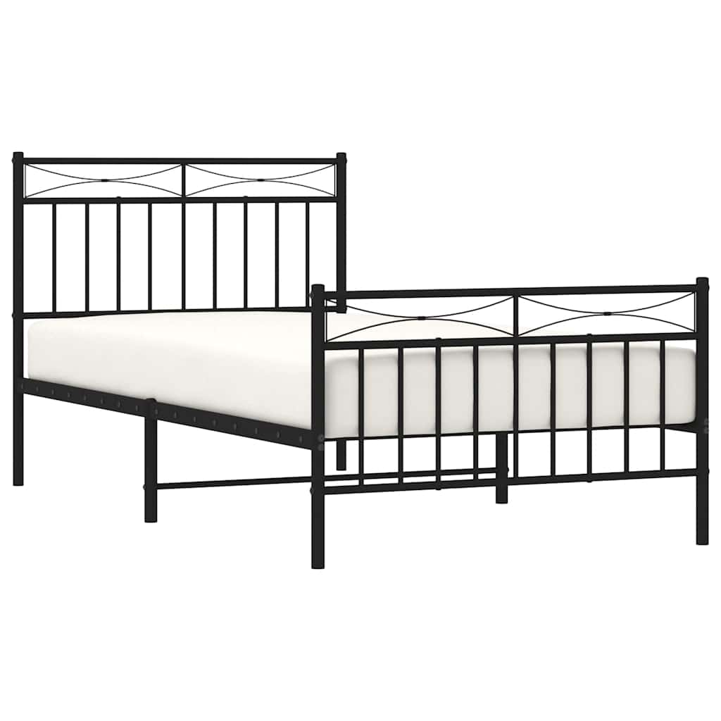 vidaXL Bettgestell mit Kopf- und Fußteil Metall Schwarz 100x190 cm