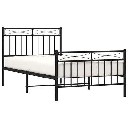 vidaXL Bettgestell mit Kopf- und Fußteil Metall Schwarz 100x190 cm