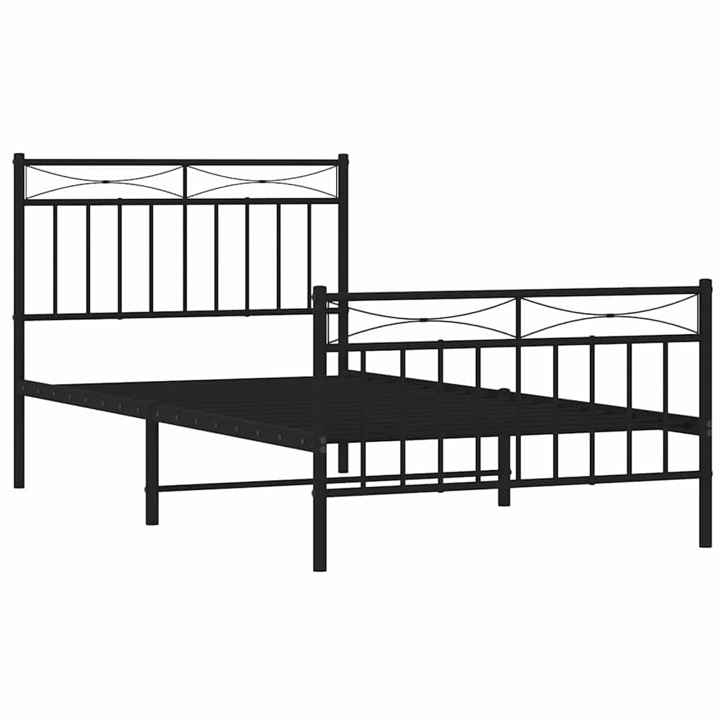vidaXL Bettgestell mit Kopf- und Fußteil Metall Schwarz 100x190 cm