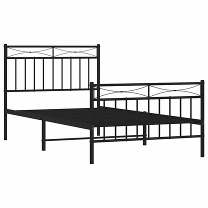 vidaXL Bettgestell mit Kopf- und Fußteil Metall Schwarz 100x190 cm