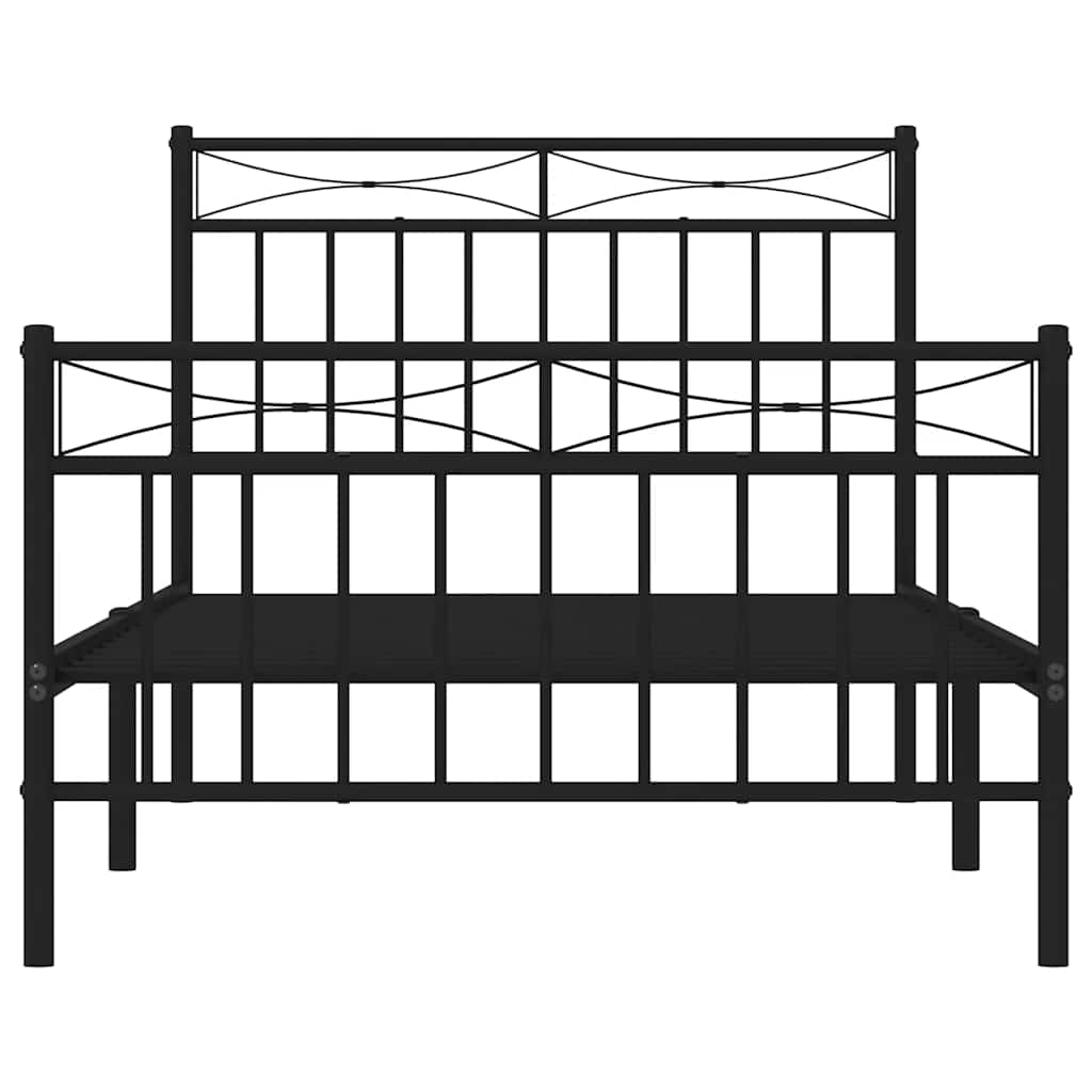 vidaXL Bettgestell mit Kopf- und Fußteil Metall Schwarz 100x190 cm